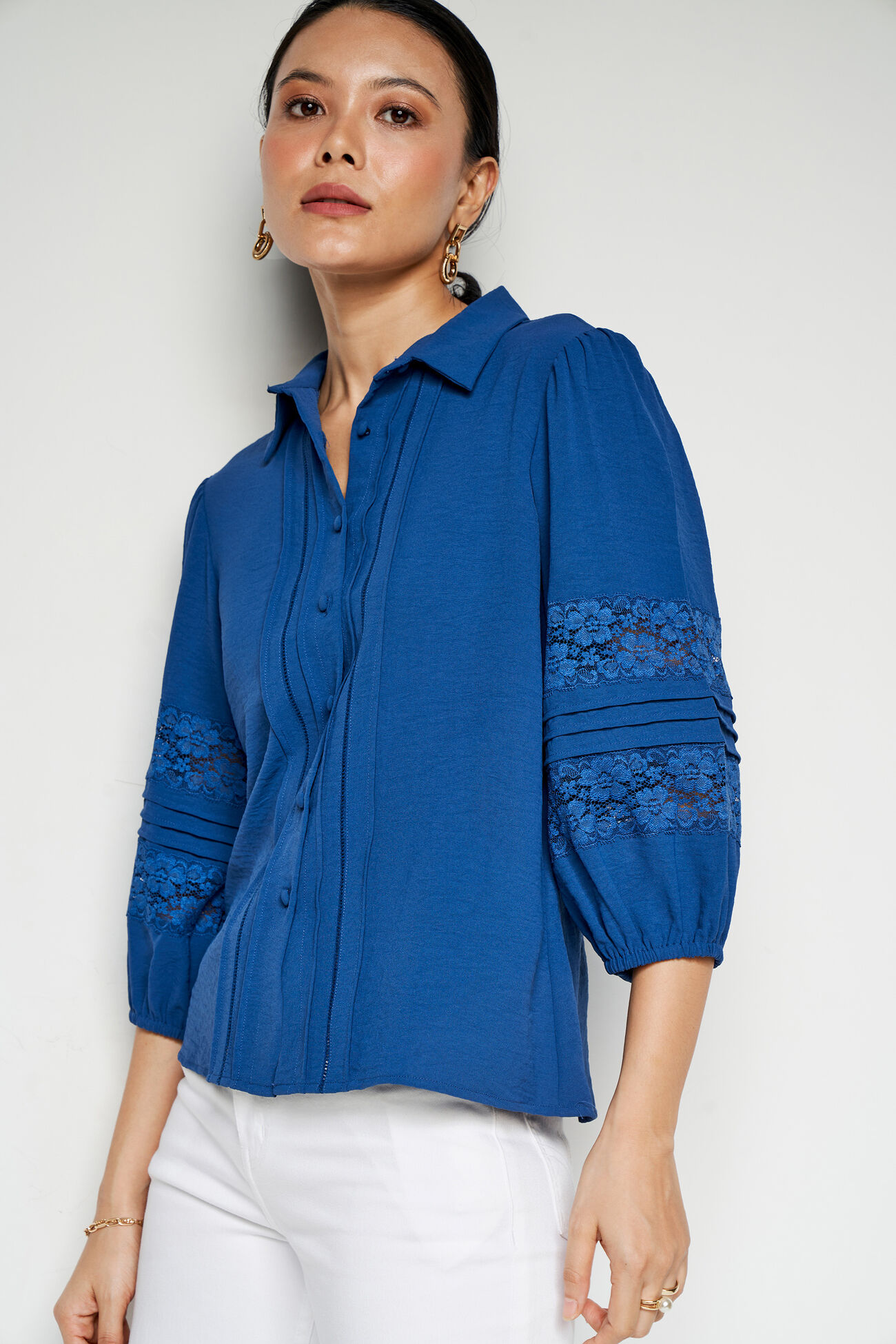 Eve Solid Straight Top, Navy Blue, image 4
